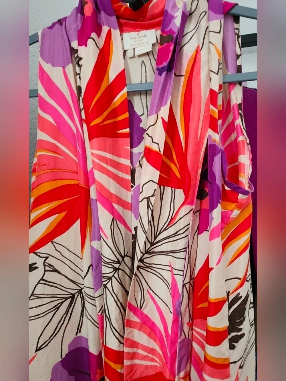 Kate Spade Silk Floral Neck Tie Blouse. XS